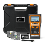 ערכת מדפסת התוויות Brother PT-E560BTVP: המדפסת עם סרטי TZe, סוללה נטענת, כבל USB, רצועת יד ותיק נשיאה
